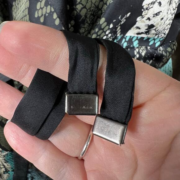 Kenneth Cole New York Womens Blouson Dress Snakeskin Print Black Teal Medium - Picture 12 of 16